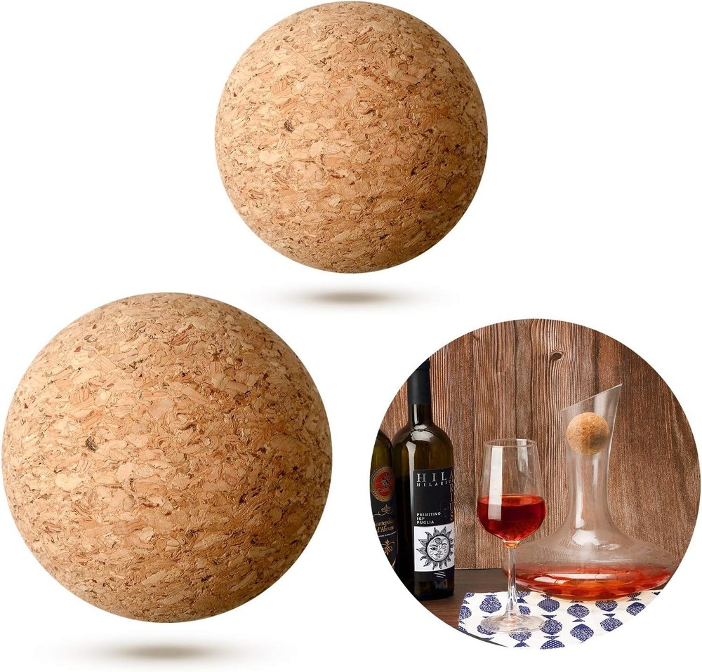 Shappy 2 Pieces Cork Ball Wooden 2.4 Inch, 2 Champagne