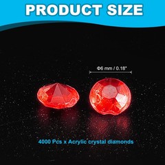 4000 Pcs Acrylic Wedding Table Diamonds 6 mm Crystals Gems Dark Red