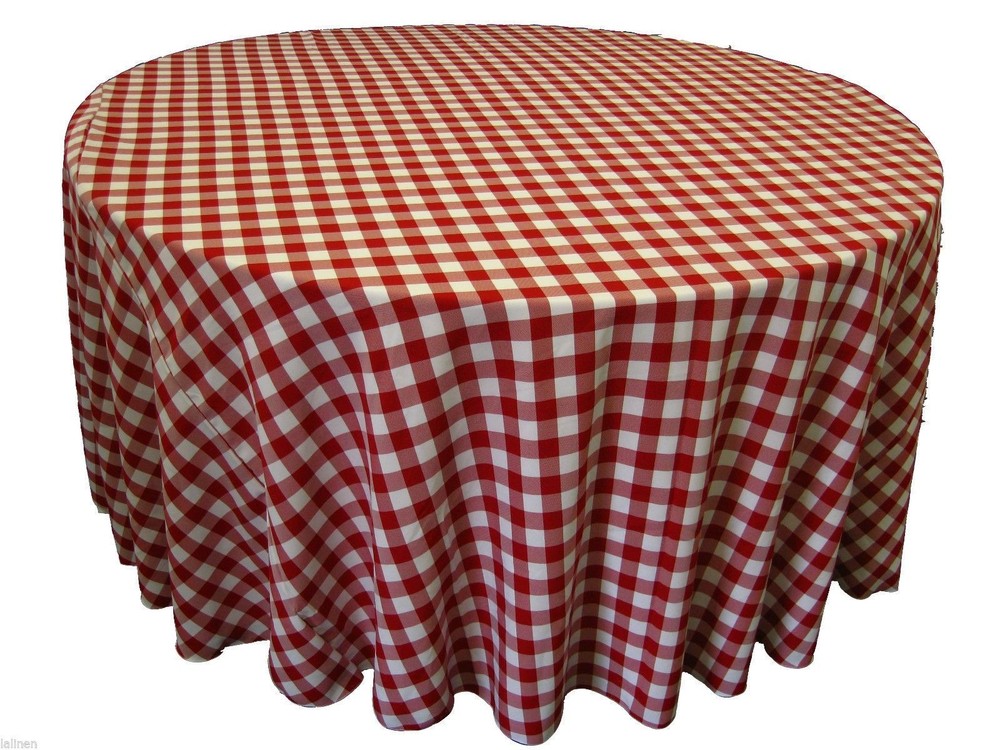 10 Round 108 inch Checkered Gingham Tablecloths Buffalo Polyester Made in USA