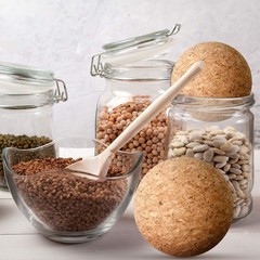 Shappy 2 Pieces Cork Ball Wooden 2.4 Inch, 2 Champagne