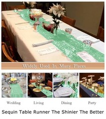 2»*72» Sequin Table Runner Sparkly Metallic Sequin Runner for 1 Mint Green