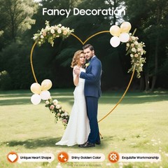 Large Heart Archway Wedding Backdrop Stand Gold Arch Frame Flower Balloon Decor