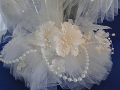 New Vintage Elegant Seashell Array Porcelain Bride & Groom Wedding caketop #390