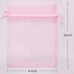 100PCS 4X6Inch (10X15Cm) Drawstring Organza Jewelry Favor Pouches Wedding Party
