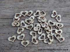 50 qty 1/2″ Blank Hollow Heart Light Wood Hearts Table Confetti Wooden Shape