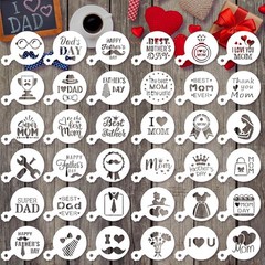 36 Pieces Reusable Mother’s Day Father’s Day Cookie Cake Stencils Templates M…