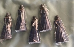 VINTAGE 5 BRN BRIDESMAIDS IN NAVY GOWNS OLD STOCK CAKE TOPPERS’ NEW-FREE SHIP