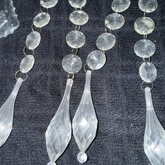 HUGE LOT ACRYLIC HANGING CRYSTALS ORNAMENTS WITH TEARDOP PRISMS & HOOKS