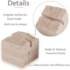 Handmade Natural Travertine Place Card Holders – Set of 4 for Weddings & Events