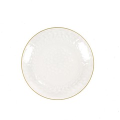 10 Round Clear Hammered Plastic Salad Dinner Plates Gold Rim Party Decorations