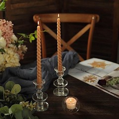 Taper Candles 12 Unscented Beige 11 in Long Spiral Premium Wax 11″,