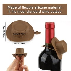 Cowboy Hat Wine Stoppers, Funny Western Silicone Stoppers M, Brown
