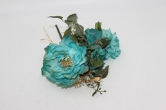Bridal Wedding Bouquet Fall Turquoise Teal 12″ Romantic White Green Hydrangea
