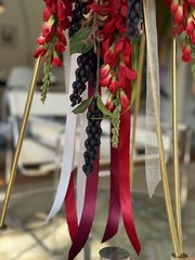 36”L Wedding Bouquet Large Cascade Real Feel Faux Flower Orchid Paradise Red