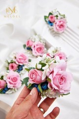 Meldel Pink Pocket Boutonniere for Men Wedding, Set of 6, Prom Corsages Flowe…