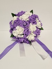 Lot 4 – Bridesmaid Bouquet Wedding Pearl Artificial Fake Flowers Purple Lavender