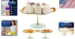 Elegant 13-Inch Gold-Trimmed Scalloped Cake Stand – Dishwasher Safe Delight