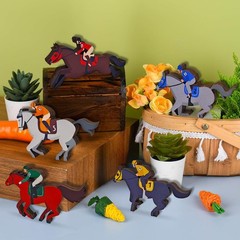 6pcs Horse Party Decorations Wooden Table Centerpieces Double Multicolor