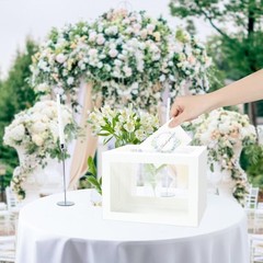 White Gift Cards Box Holder with Clear Window for Wedding Receptions Party