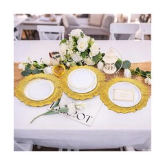 12PCS Bright Gold Charger Plates Bulk- 13in Round Plastic Chargers for Dinner…