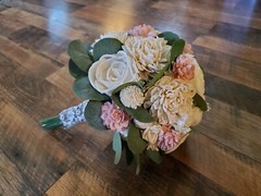 Blush Pink Bridal Bouquet Sola Wood Artificial White Bridesmaid Wedding Flowers