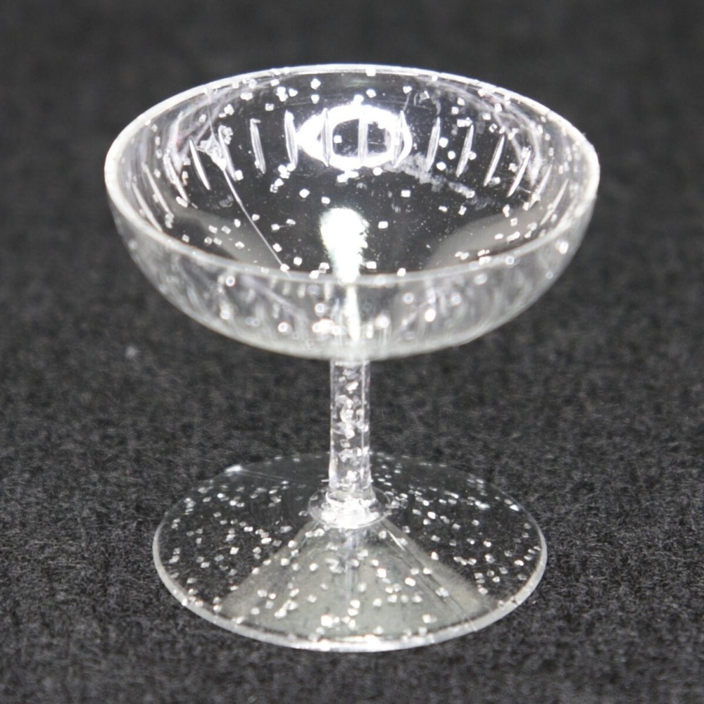 Miniature Plastic Champagne Shot Glass Favor Silver Glitter 6 Piece Lot 12900072
