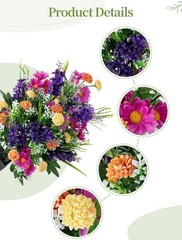 Memobloom Artificial Cemetery Flowers 24.8 inches x 9 inches, Purple & Pink