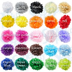 Paper Tissue Set of 8 Pom Poms Assorted Color Pack Decorations Flower Party Deco