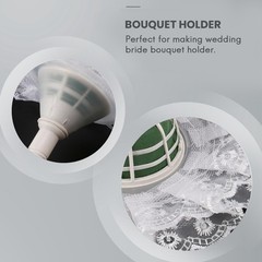 6 Wedding Bridal Bouquet Holder Handles with 6 White Lace Collar Flower2240