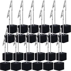 24 Pcs Wooden Cube Memo Holders with Alligator Clips, Table Number Stands for