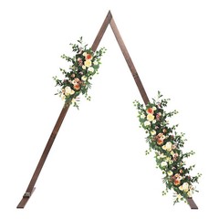 Wood Triangle Wedding Backdrop Arch 8.2ft x 6.9ft Rustic Floral Stand