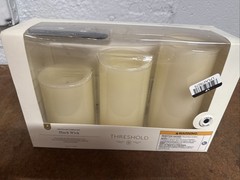 Threshold LED Pillar Candle Set 3pk 6in H X 2.95 Cream Color Black Wick