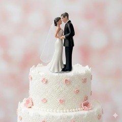 Romantic Wedding Bride & Groom Cake Topper Vintage Elegant Couple Figurine Decor