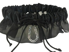 Black Satin Western Wedding Crystal Horseshoe Accessory 6 Piece Set