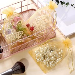 200× Golden Drawstring Organza Pouches 4″x6″ Wedding Jewelry Candy Gift Bags US