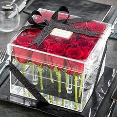 -Clear Tek 7.9 x 7.9 x 5.9 Inch Acrylic Flower Holder, 1 Square Flower 16 holes