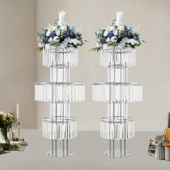 2 PCS 110 cm/43.3 in Tall Crystal Wedding Flower Stand Vase for Party Decor