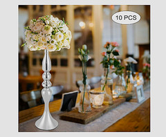 10 Pcs 19.7″ Silver Wedding Centerpiece Flower Vases Mermaid Design Tall Table
