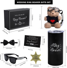6Pcs Wedding Ring Bearer Gifts Set Wedding Party Favors Include 14 Oz Ring Beare