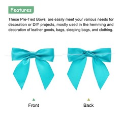 30 Pcs Pre-Tied Bows Satin Ribbon Bows 4.5″ Twist Ties Gift Bows Fresh Blue