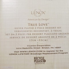 Lenox True Love 2-Piece Dessert Set Silver Plated Cake Knife & Server 13″ In Box