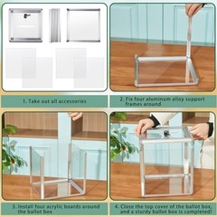 Lineshading Acrylic Donation Raffle Box with Slot & Lock, 10 x 10 x 10 in 1
