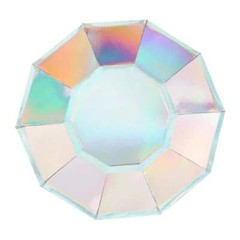 25 IRIDESCENT 9″ Decagon Salad Dinner Paper Plates Disposable Tableware Party