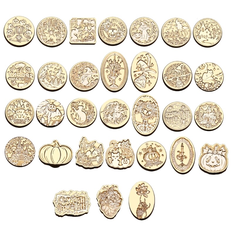 Brass Sealing Wax Stamp Halloween Series Wax Seal Stamp for Cards Decorations