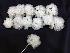 72 Flower.Bridal Organza Flowers White.6 Flower per Bunch X 12 / bag