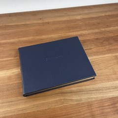 Pottery Barn Italian Leather-Bound Guest Book Sign-in Book Navy Open Box NWOT