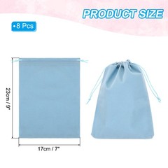 8Pcs Velvet Gift Bags 7 x 9″ Velvet Drawstring Jewelry Pouches Light Blue