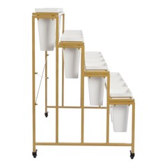 4-tier Flower Holder Flower Display Stand with 16 Pieces Buckets Metal PP