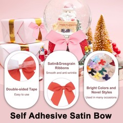 24Pcs Mini Grosgrain Ribbon Bow 2″ Self Adhesive Flower Bows Red