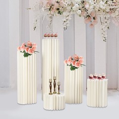 5*Wedding Decoration Flowers Stands Cylinder Cardboard Flower Vase w/ PVC Plates